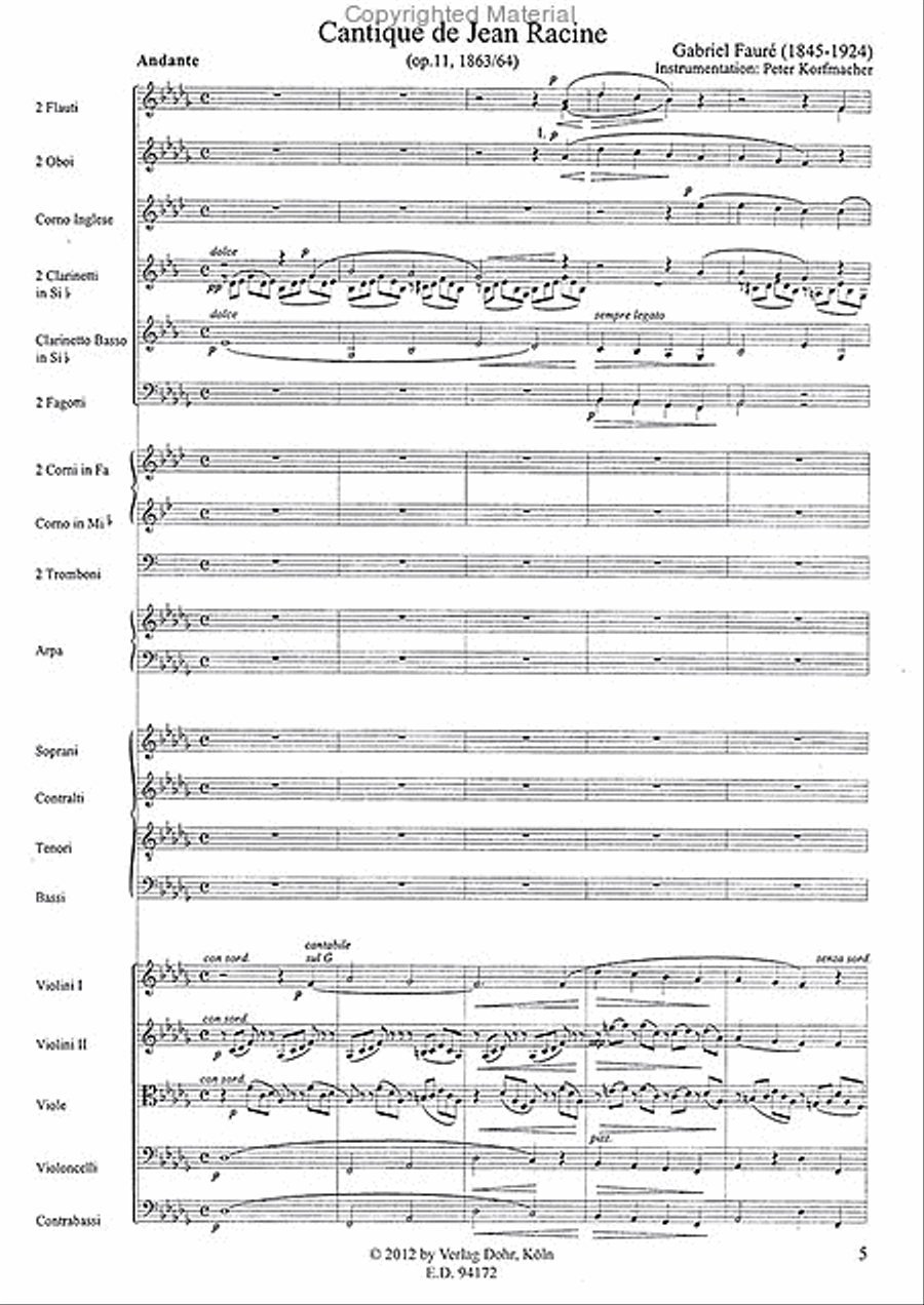 Cantique de Jean Racine op. 11 (1863/64) (für Chor und großes Orchester) 4-Part scores gallery preview page 2