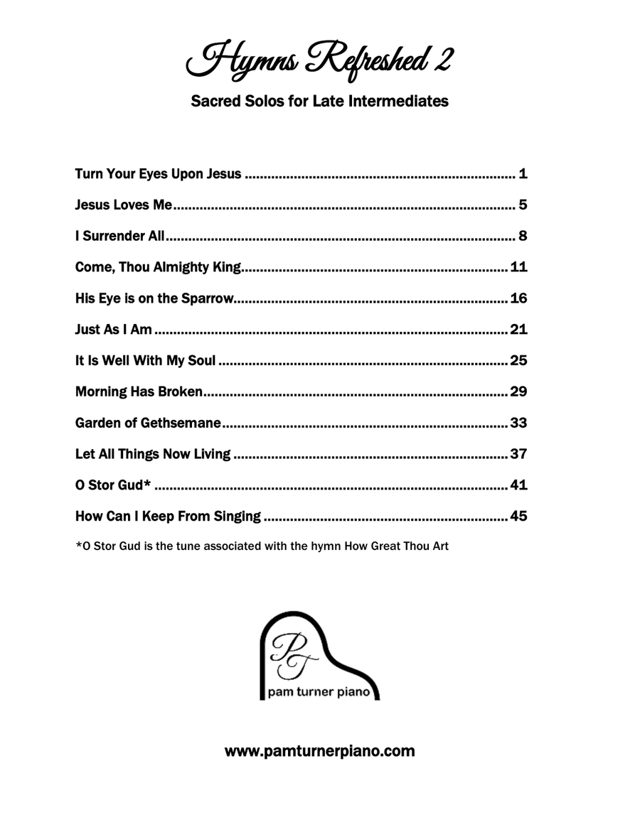 Hymns Refreshed 2 Songbook (12 Sacred Solos for Late Intermediate Piano) Piano Solo scores gallery preview page 3