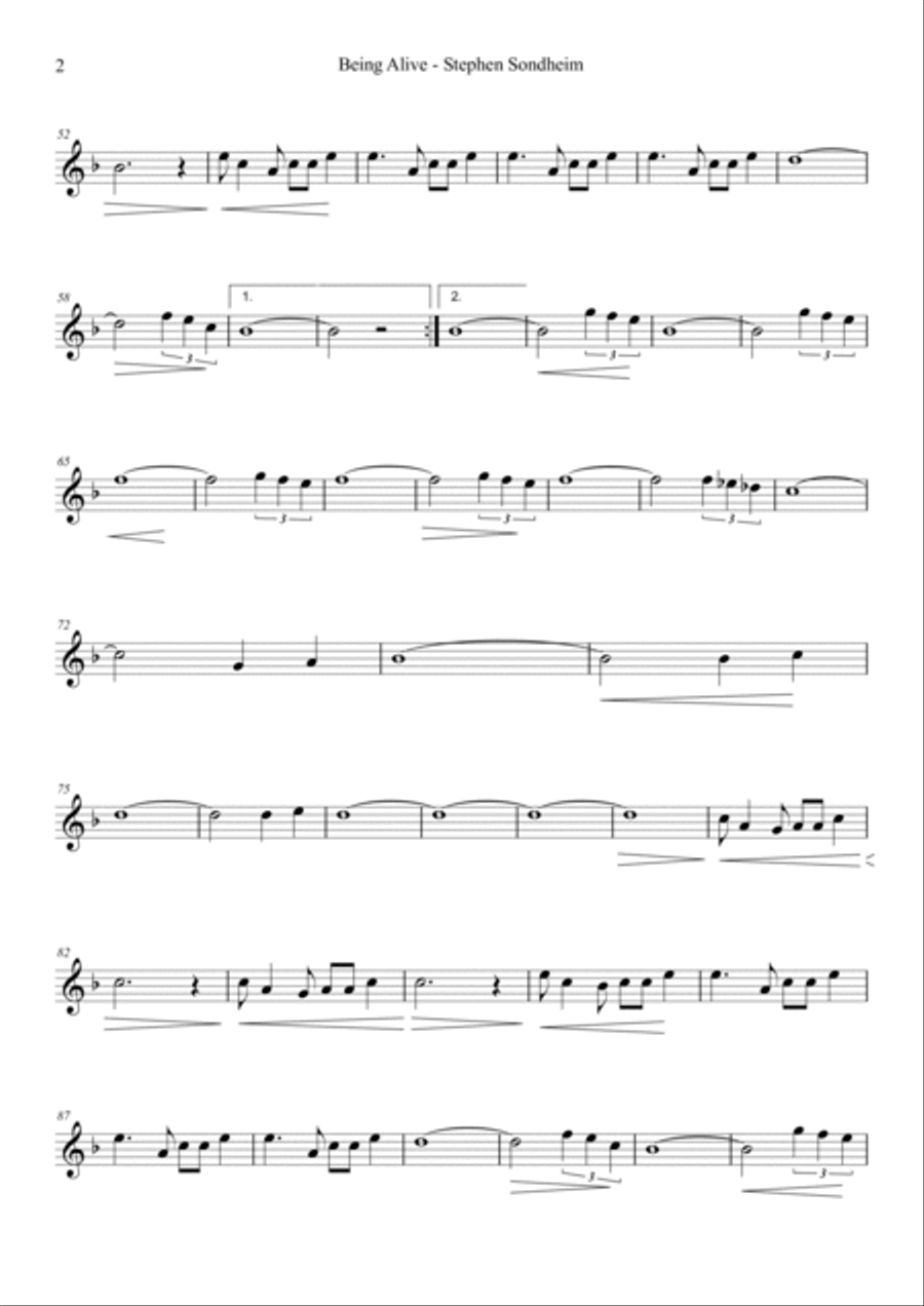 Being Alive Violin Solo scores gallery preview page 2