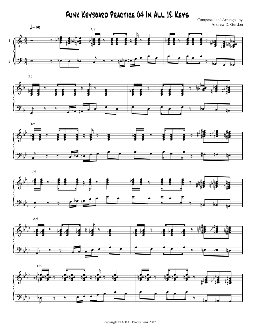 Funk Keyboard Practice Session 4 In All 12 Keys Piano Method scores gallery preview page 1
