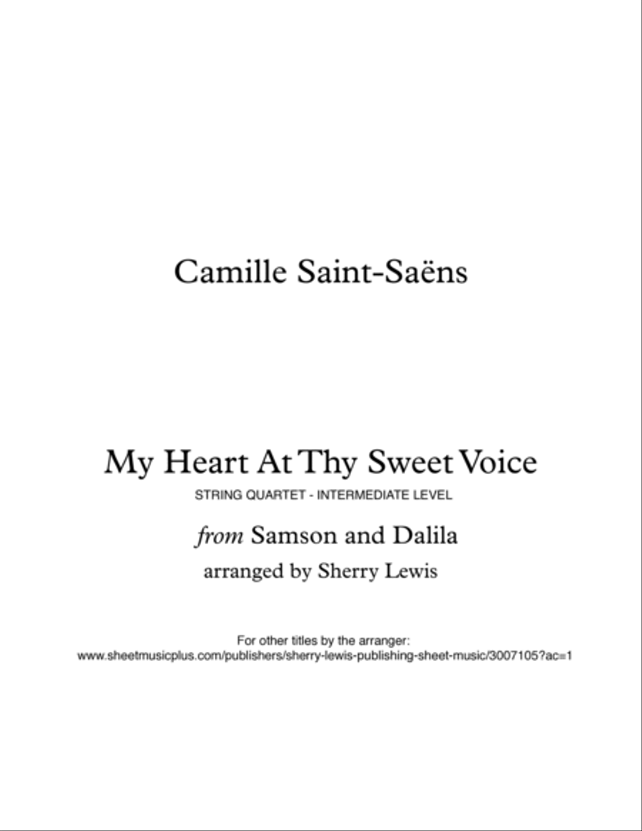 MY HEART AT THY SWEET VOICE for String Quartet, Intermediate Level for 2 violins, viola and cello String Quartet scores gallery preview page 2