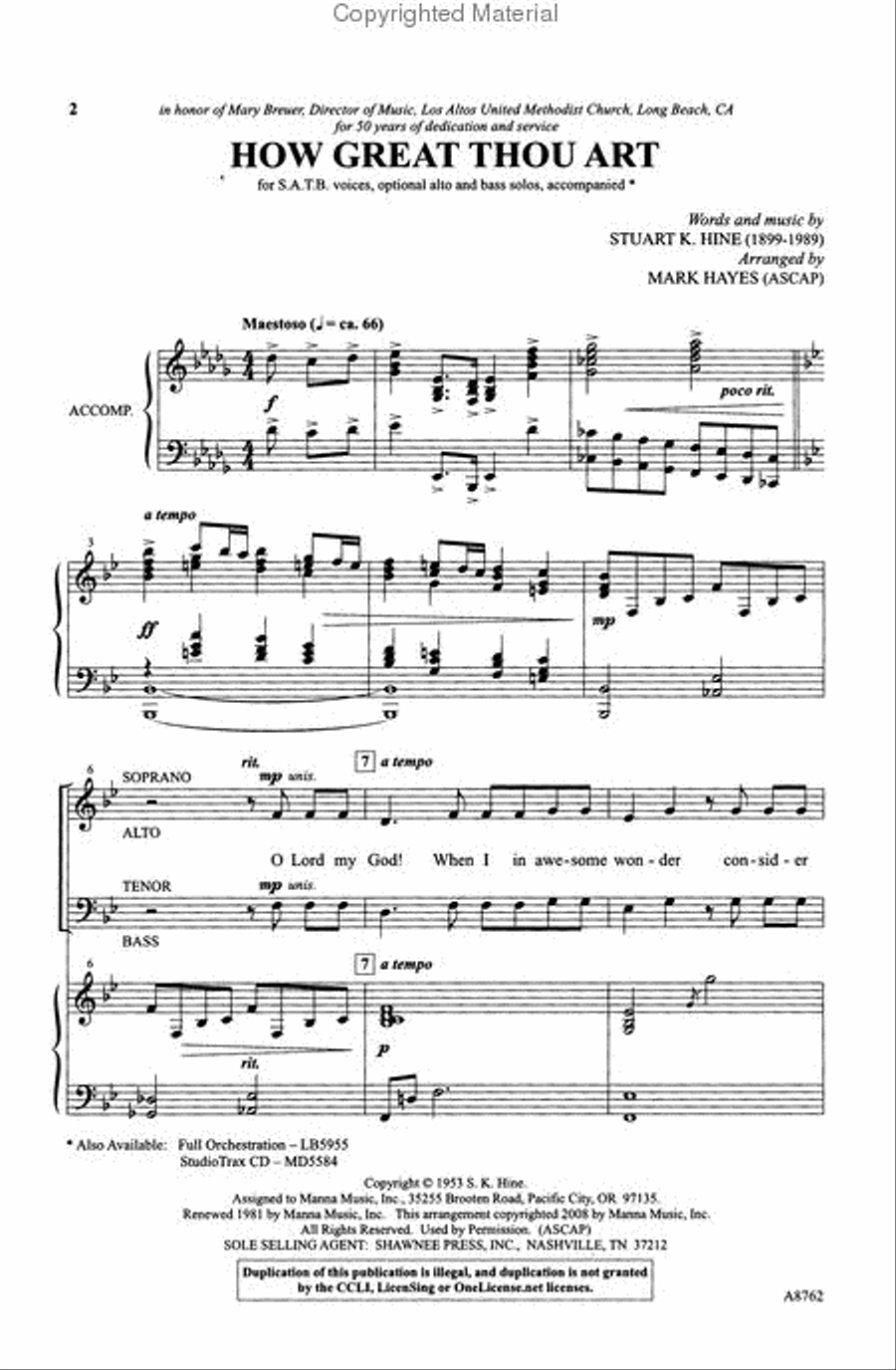 How Great Thou Art How Great Thou Art 4-Part scores gallery preview page 2