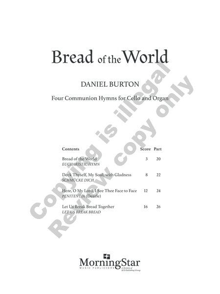 Bread of the World: Four Communion Hymns for Cello and Organ