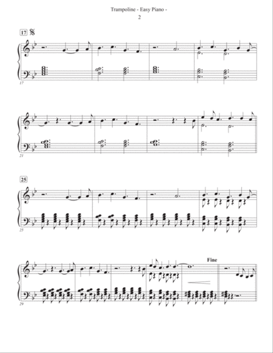 Trampoline Piano Solo scores gallery preview page 2