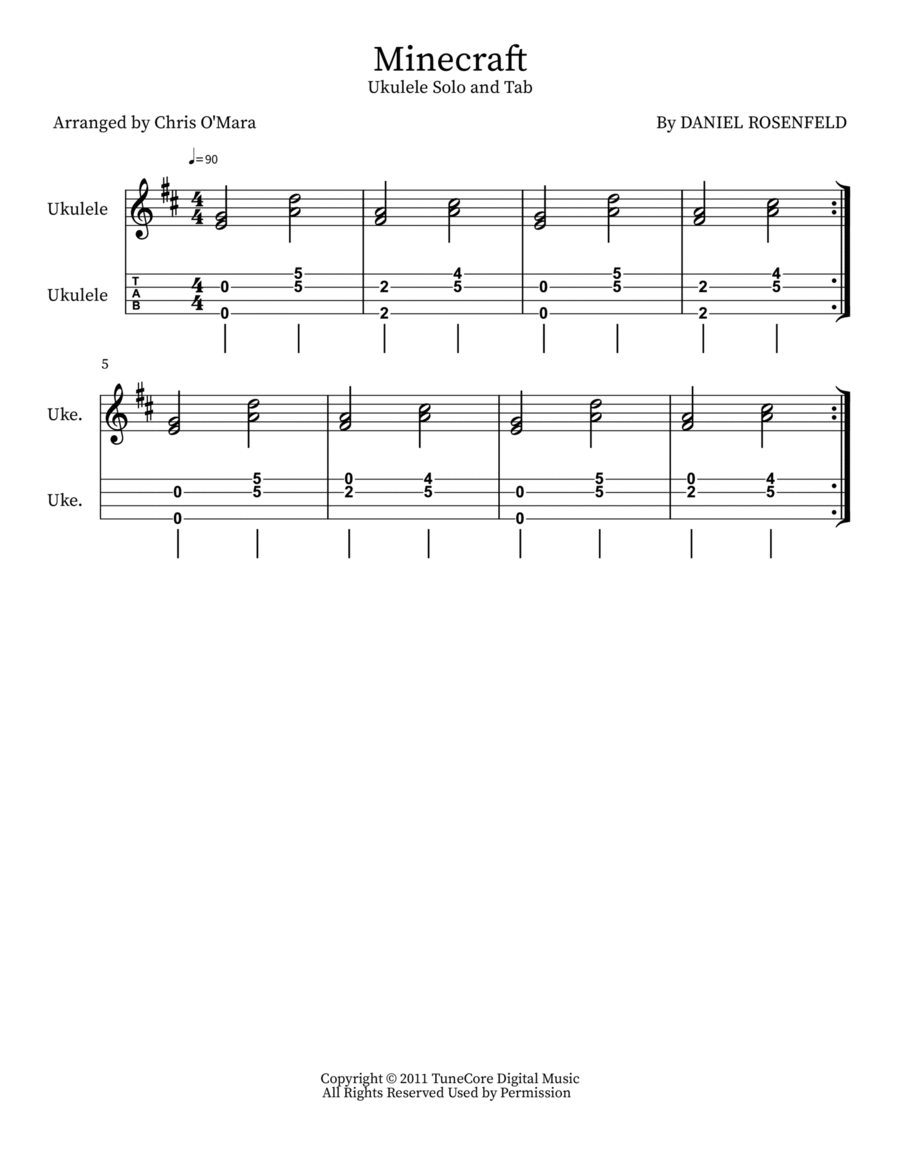 Minecraft Minecraft Guitar scores gallery preview page 1