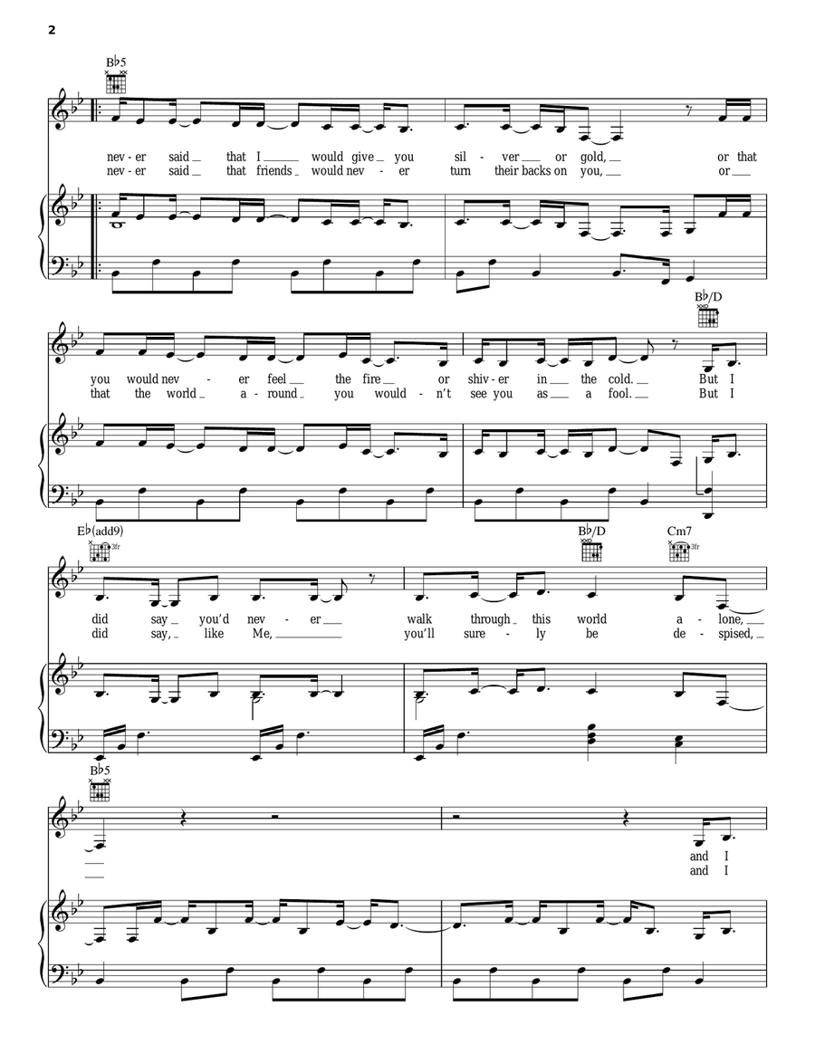 The Promise Piano, Vocal, Guitar scores gallery preview page 2