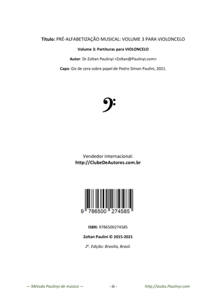 Método Paulinyi de violoncelo: volume 3 partituras para violoncelo (Paulinyi's Method v.3 for child