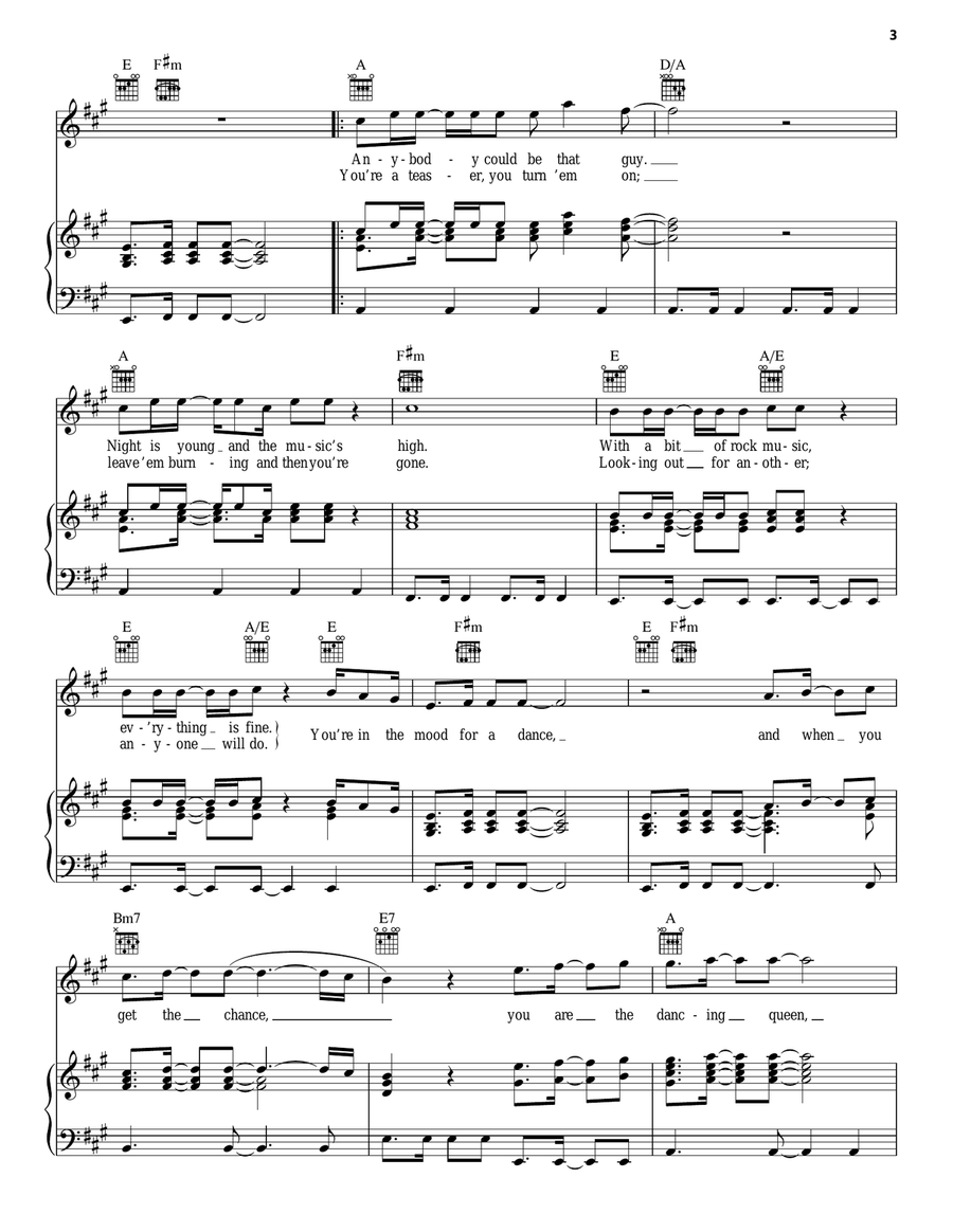Dancing Queen Dancing Queen Piano, Vocal, Guitar scores gallery preview page 3