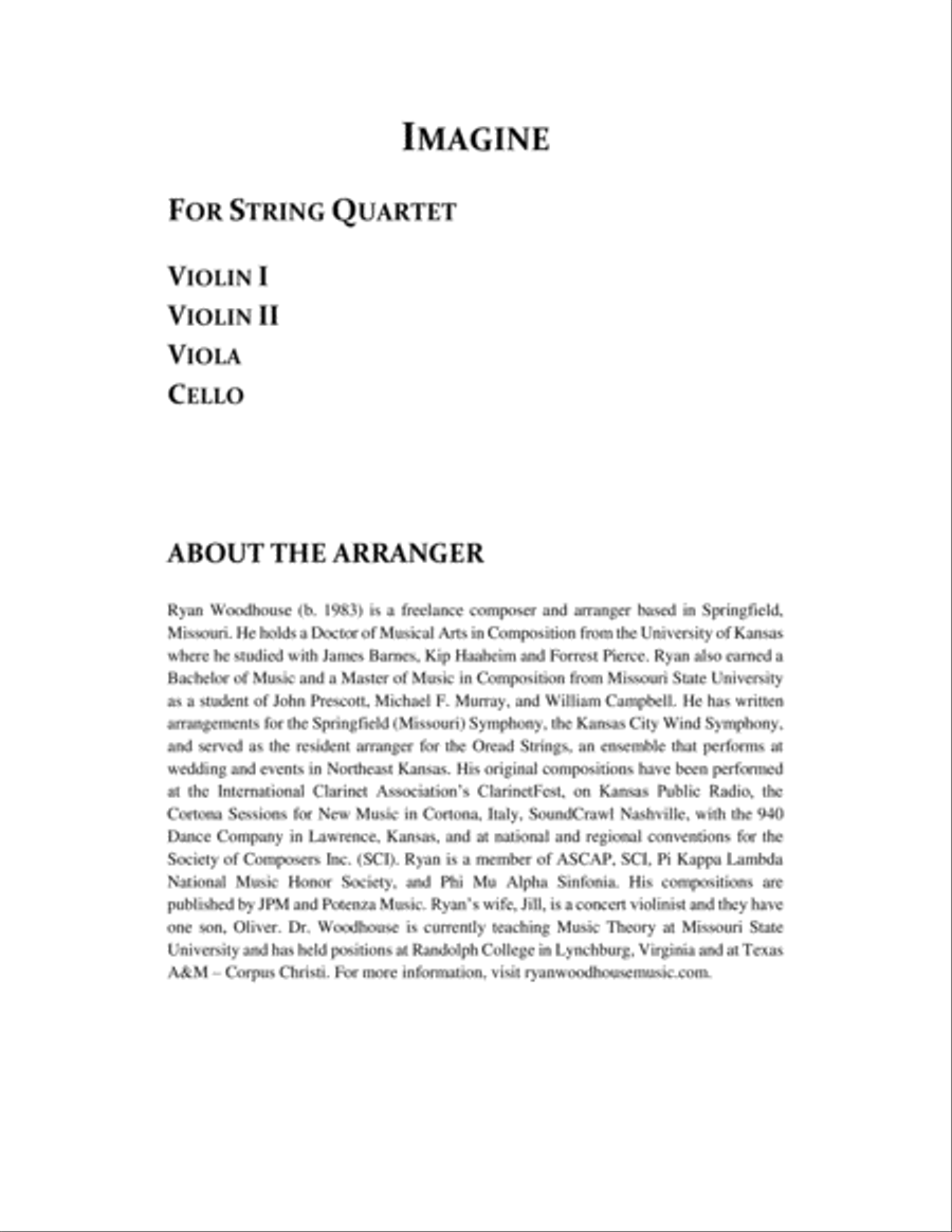 Imagine Imagine String Quartet scores gallery preview page 2