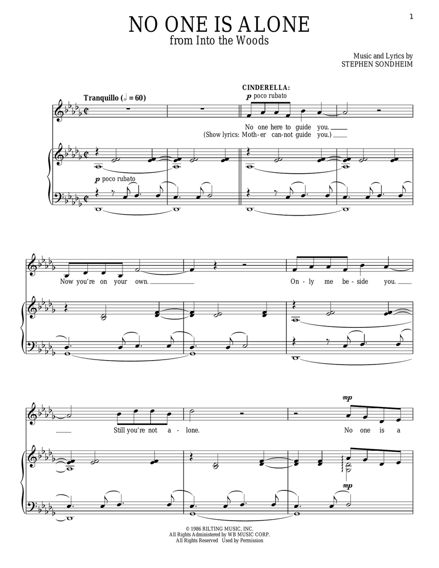 No One Is Alone (from Into The Woods) Piano, Vocal scores gallery preview page 1