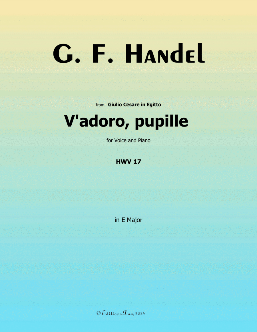 V'adoro, pupille, by Handel, in E Major Voice scores gallery preview page 1