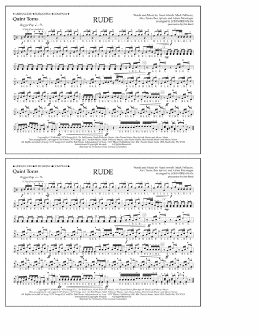 Rude - Quint-Toms Marching Band scores gallery preview page 1
