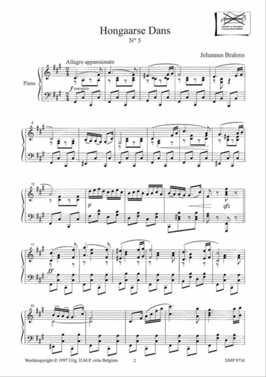 Hongaarse Dans N° 5 Hongaarse Dans N° 5 Piano Solo scores gallery preview page 2