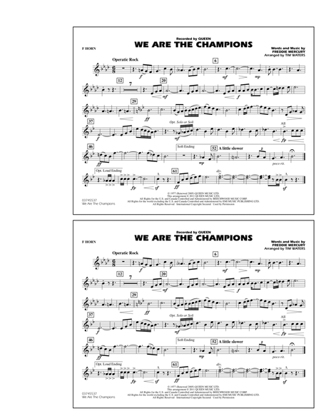 We Are The Champions - F Horn