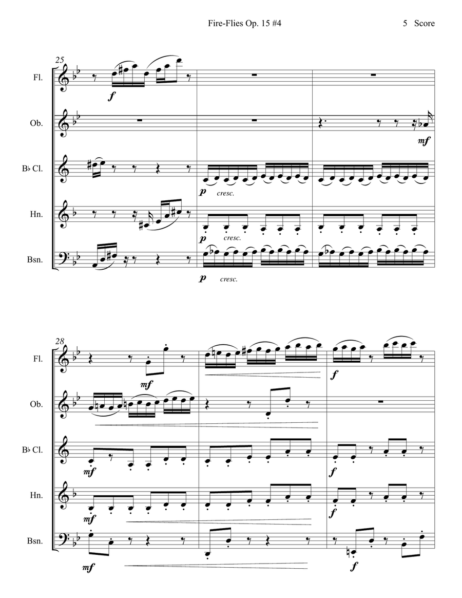 Fire Flies - Amy Beach - set for Woodwind Quintet Woodwind Quintet scores gallery preview page 6