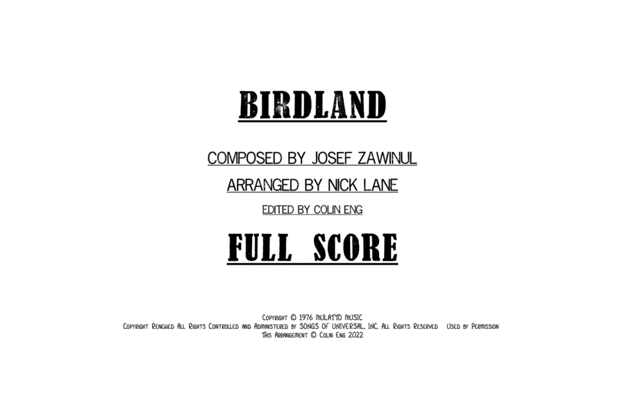 Birdland Jazz Ensemble scores gallery preview page 1