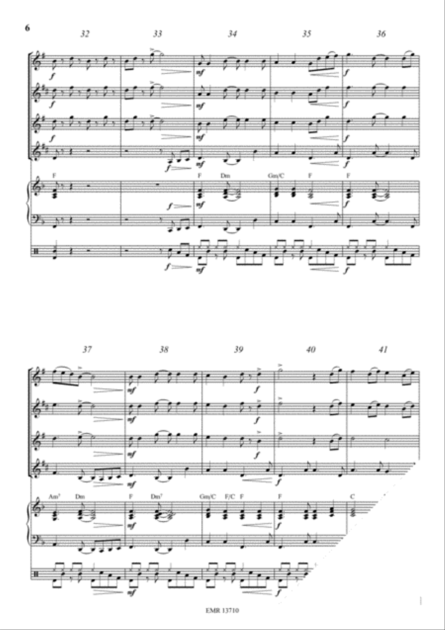 Banana Boat Song Saxophone Quartet scores gallery preview page 6