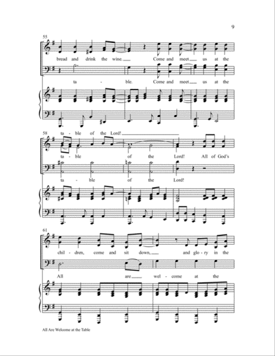 All Are Welcome at the Table 4-Part scores gallery preview page 9