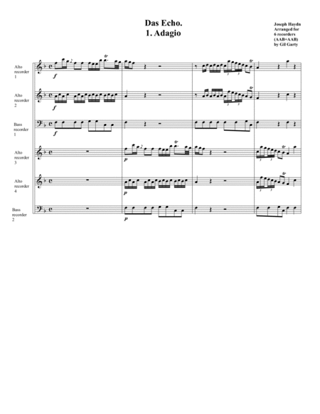 Das Echo (Arrangement for 6 recorders (AAB+AAB))