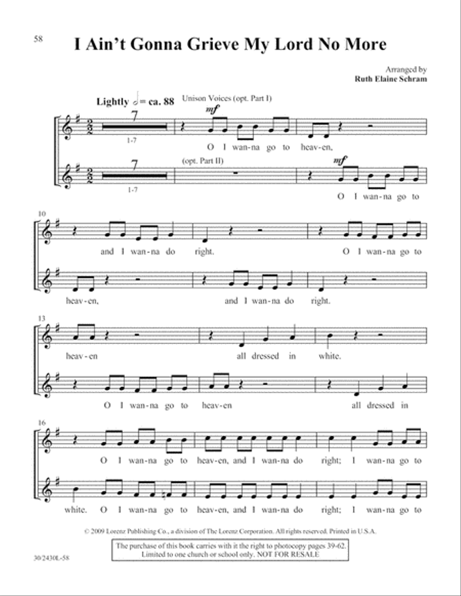 Simply Spirituals Unison Choir scores gallery preview page 59