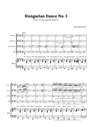 Hungarian Dance No. 5 by Brahms for Low Brass Ensemble Quartet and Piano