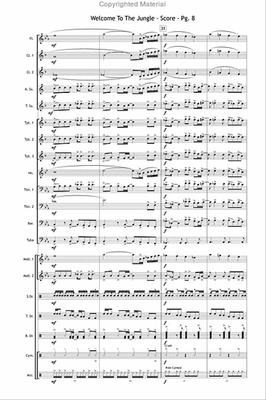Welcome to the Jungle Welcome to the Jungle Marching Band scores gallery preview page 9