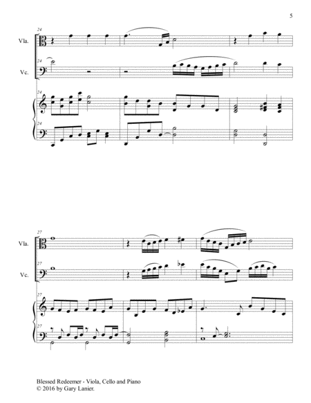 BLESSED REDEEMER (Trio – Viola, Cello & Piano with Score and Parts) image number null