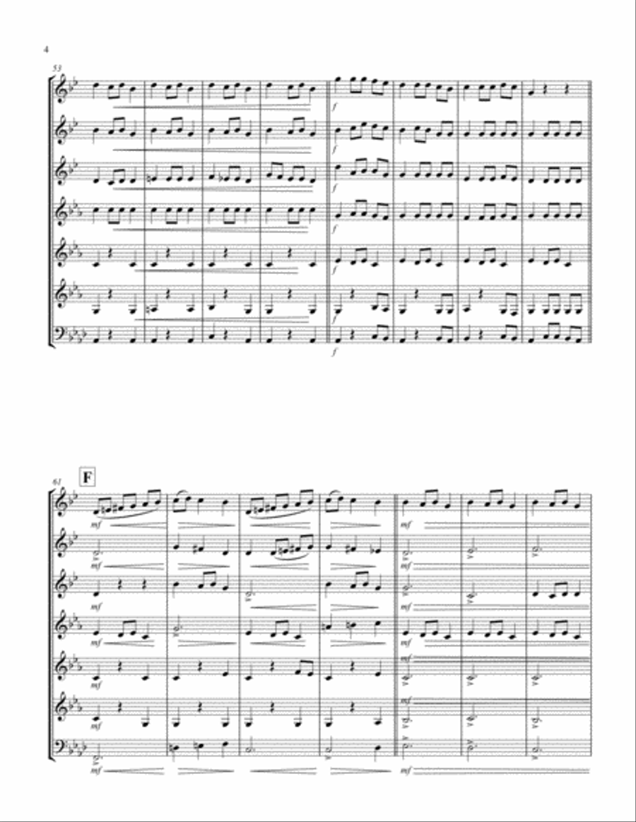 Carol of the Bells (F min) (Brass Septet - 3 Trp, 3 Hrn, 1 Trb) Brass Ensemble scores gallery preview page 4