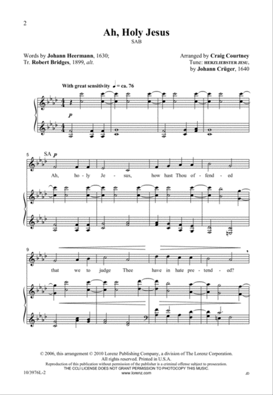 Ah, Holy Jesus 3-Part scores gallery preview page 2