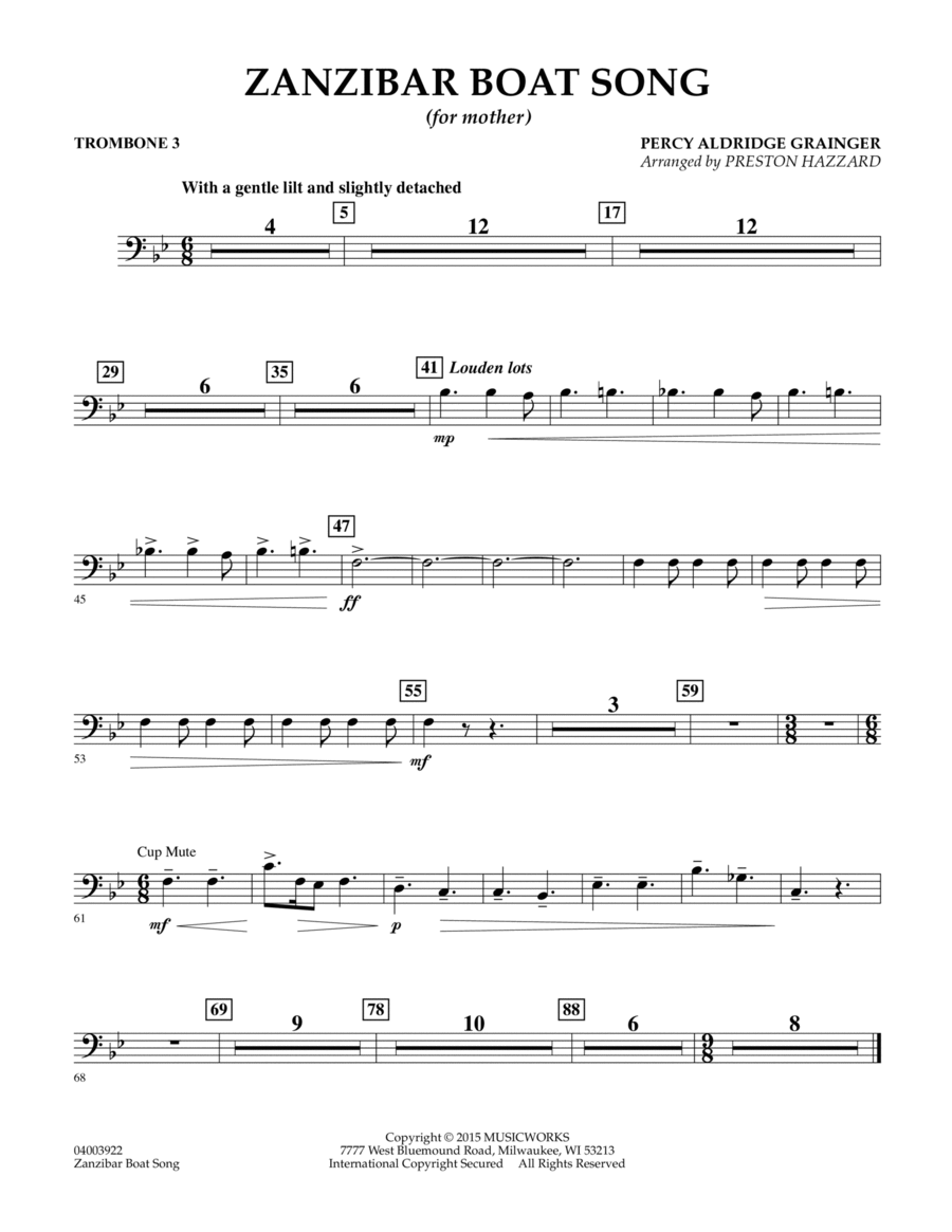 Zanzibar Boat Song - Trombone 3 Trombone scores gallery preview page 1