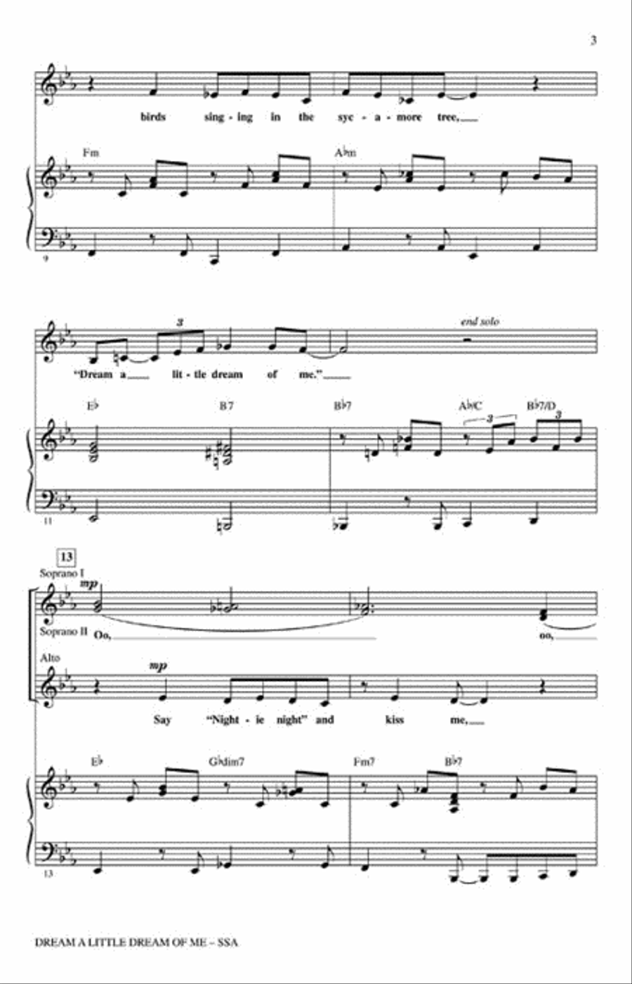 Dream a Little Dream of Me Choir scores gallery preview page 3