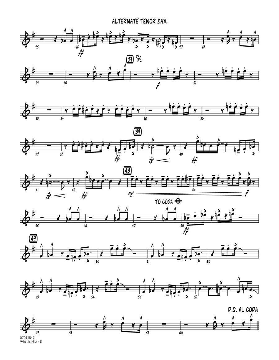 What Is Hip - Alternate Tenor Sax Jazz Ensemble scores gallery preview page 2