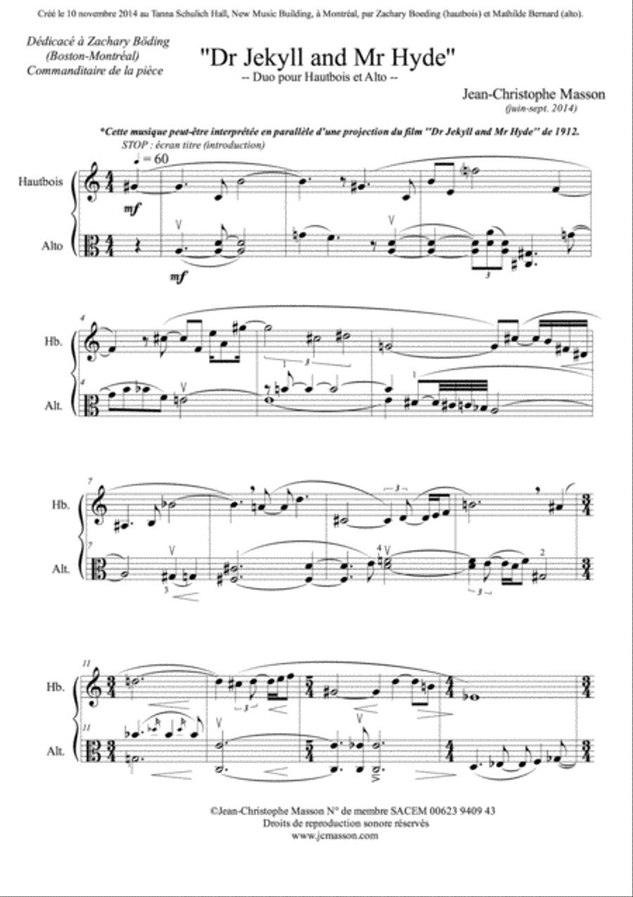 Dr Jekyll and Mr Hyde --- for Oboe and viola --- JCM 2014 Oboe scores gallery preview page 2