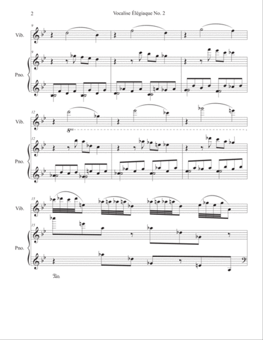 Vocalise Élégiaque No. 2 for Vibraphone and Piano (2017) Piano scores gallery preview page 2