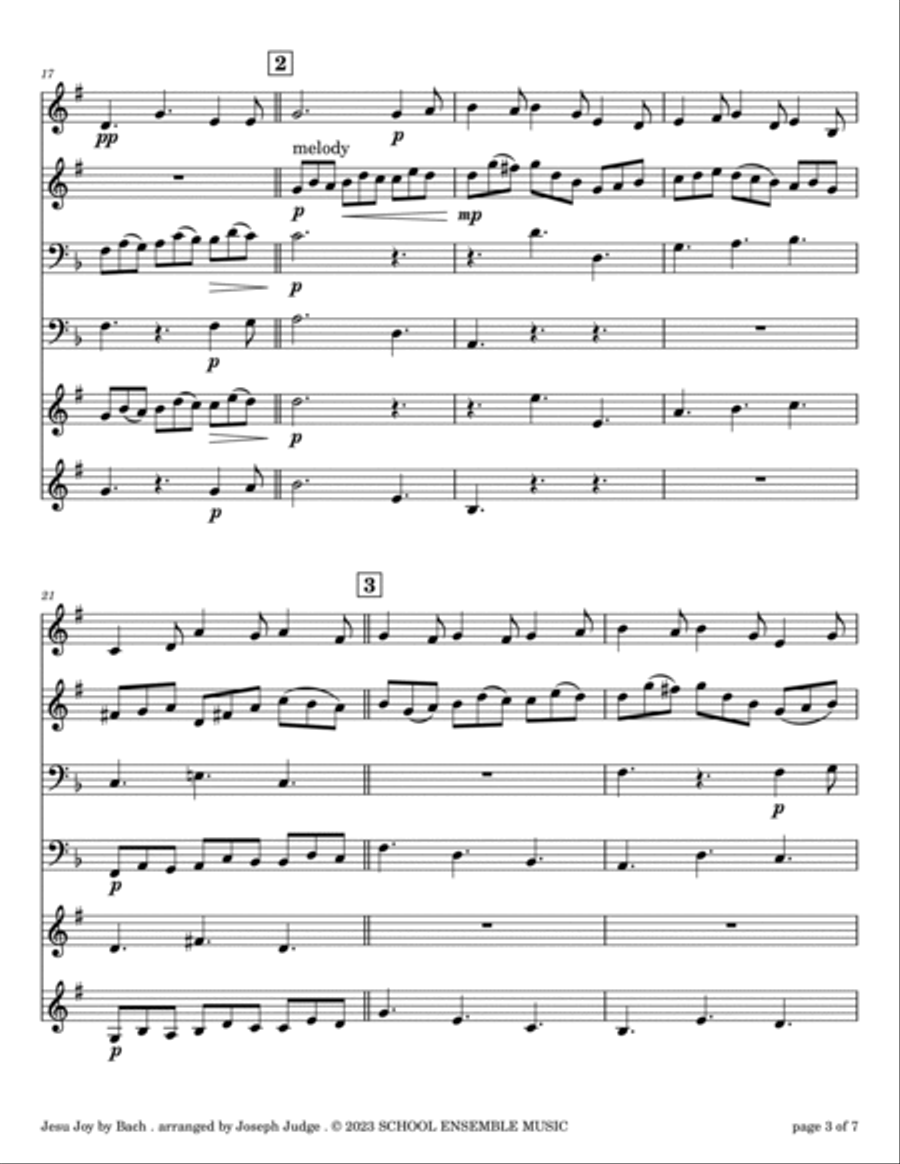 Jesu Joy by Bach for Brass Quartet in Schools Brass Quartet scores gallery preview page 3