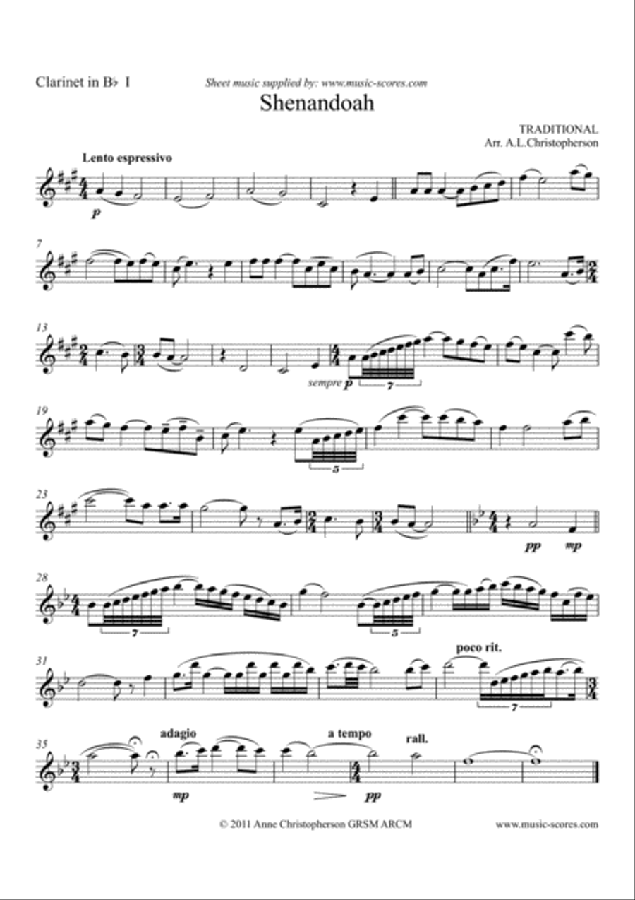 Shenandoah - Clarinet Quartet Clarinet Quartet scores gallery preview page 4