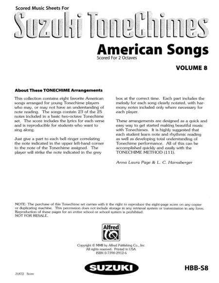 Tonechime Arrangements 8 (Suzuki): Score