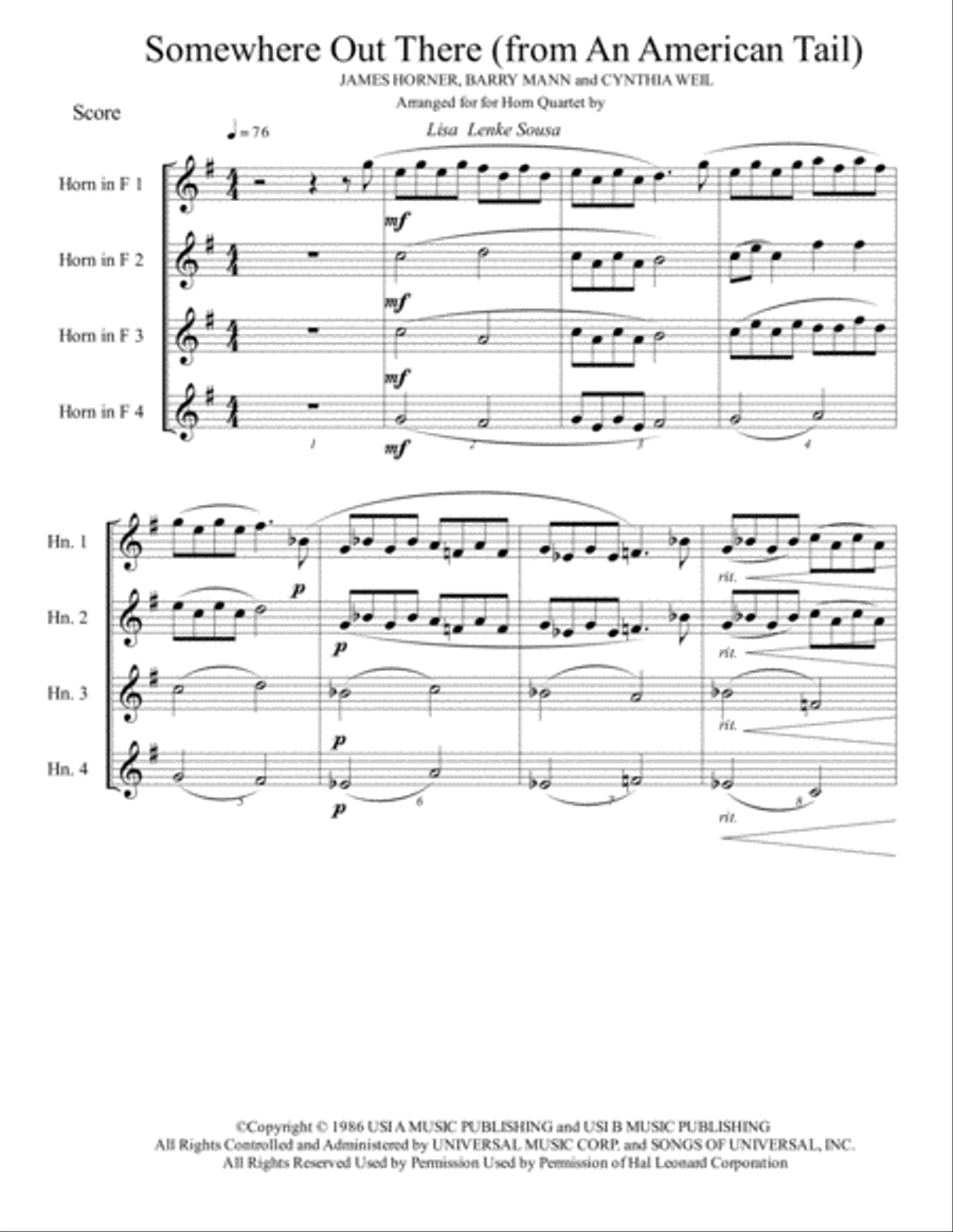 Somewhere Out There Brass Ensemble scores gallery preview page 2