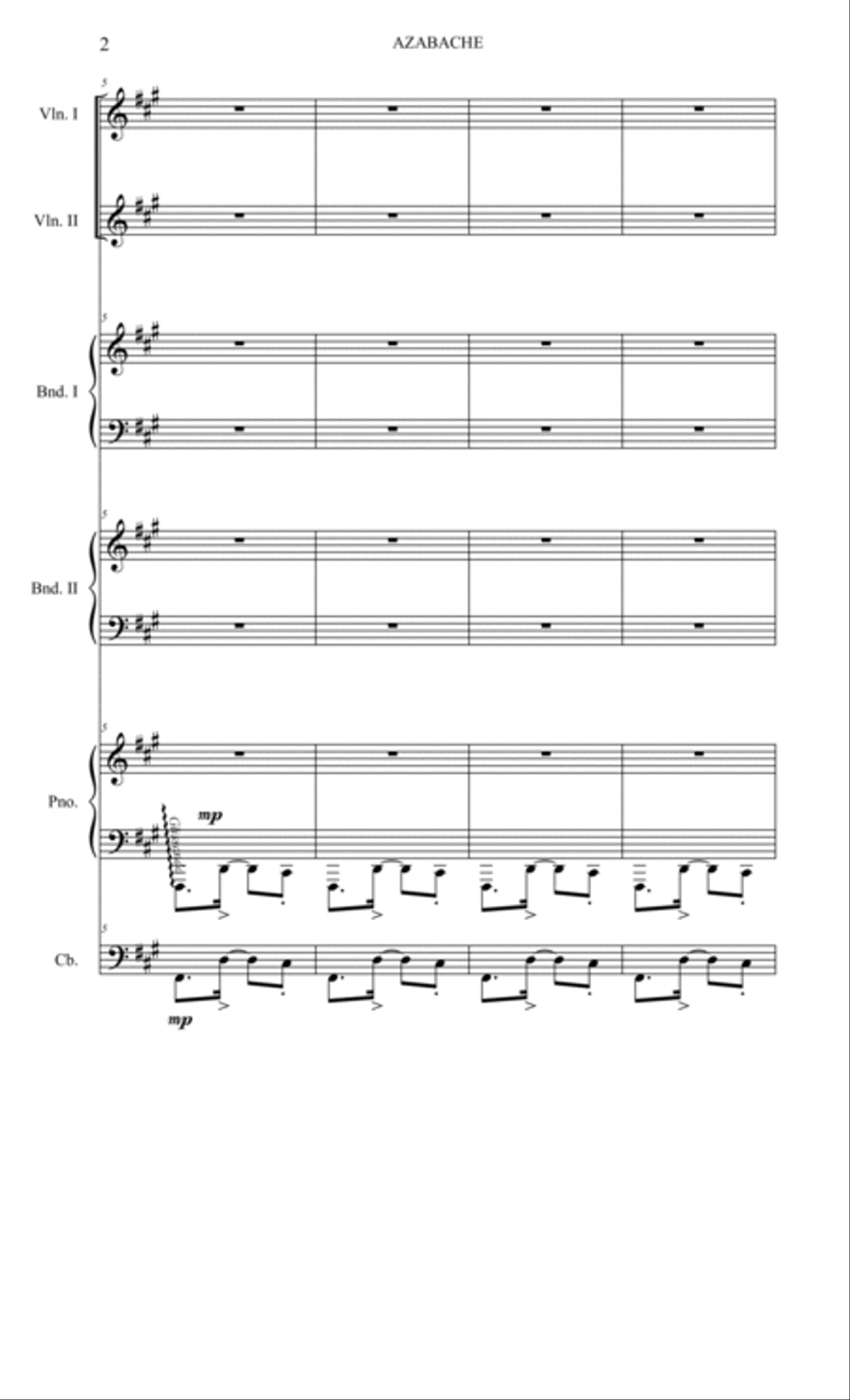 Azabache (Tango - Milonga/Candombe) for tango sextet - full score Score scores gallery preview page 2