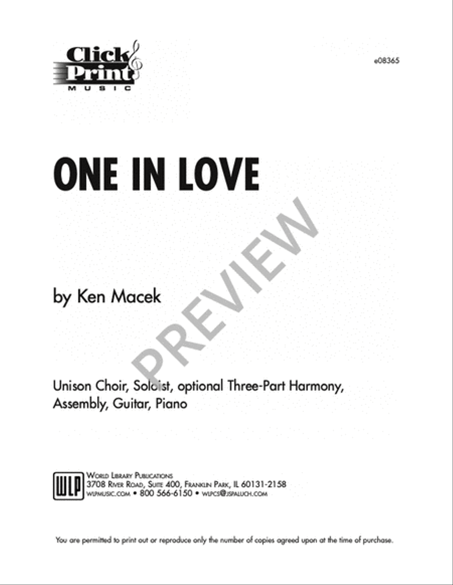 One In Love Unison Choir scores gallery preview page 6