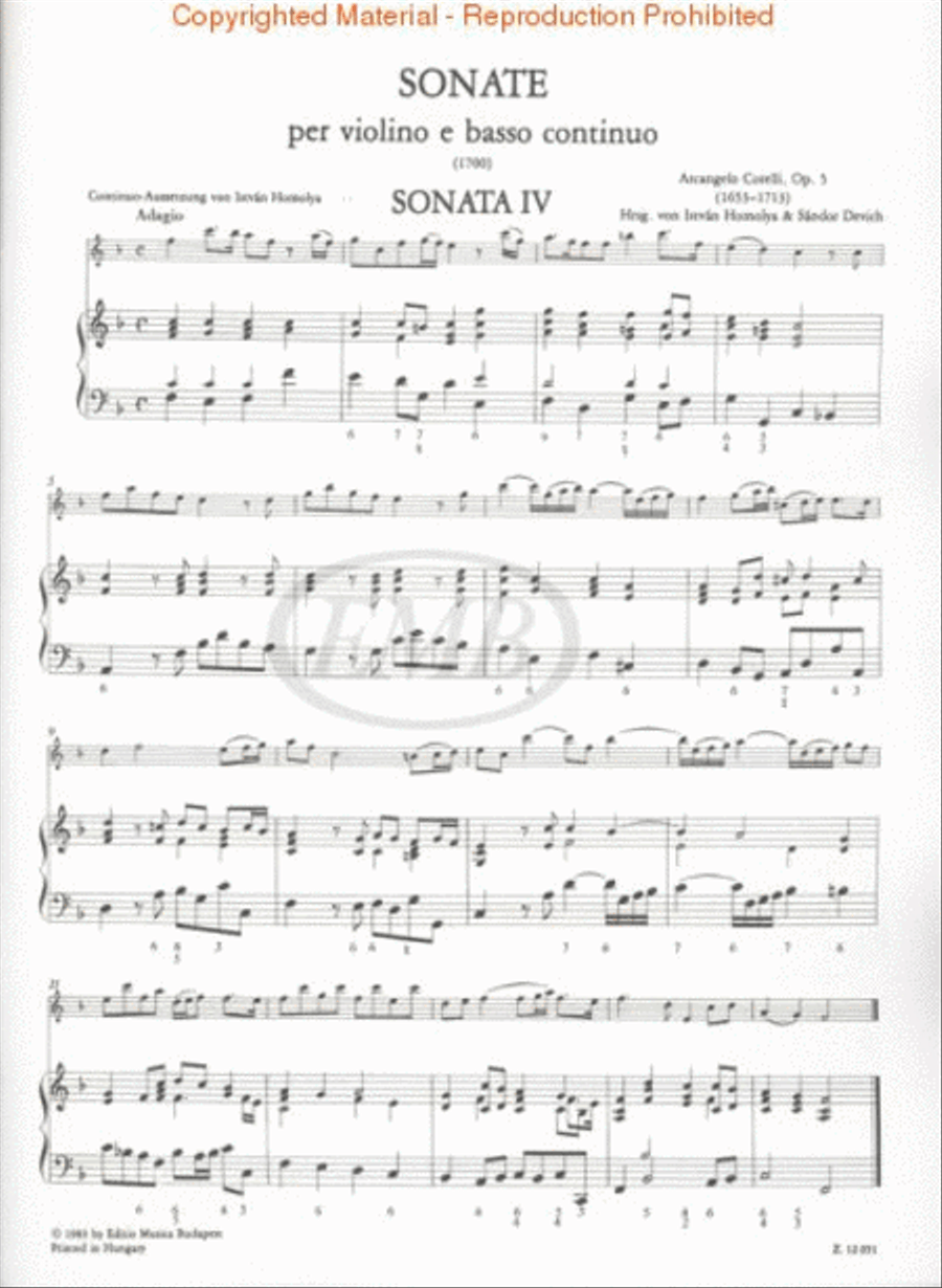 12 Sonatas for Violin and Basso Continuo, Op. 5 – Volume 1b Violin Solo scores gallery preview page 2