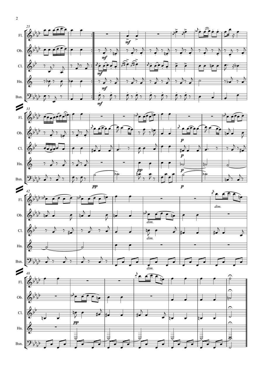 Schubert: Moment Musical Op.94 No.3 in F minor D780 - wind quintet Woodwind Quintet scores gallery preview page 2