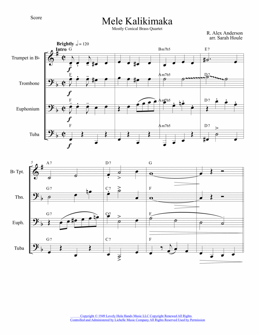 Mele Kalikimaka Brass Quartet scores gallery preview page 1