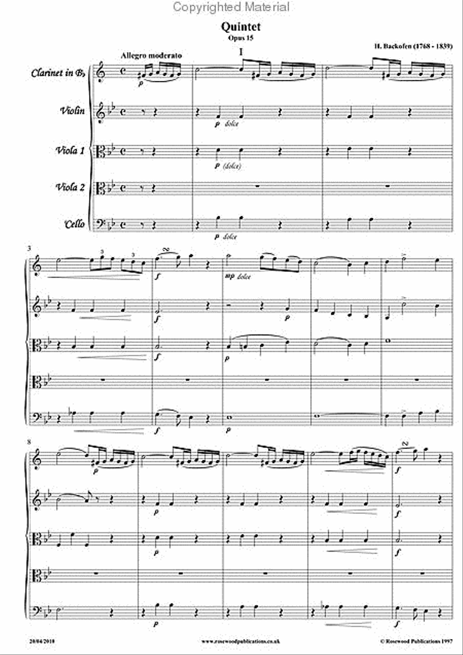 Quintet, Op. 15 String Quartet scores gallery preview page 2