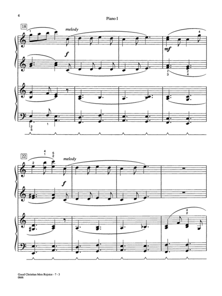 Good Christian Men Rejoice - Piano Quartet (2 Pianos, 8 Hands)