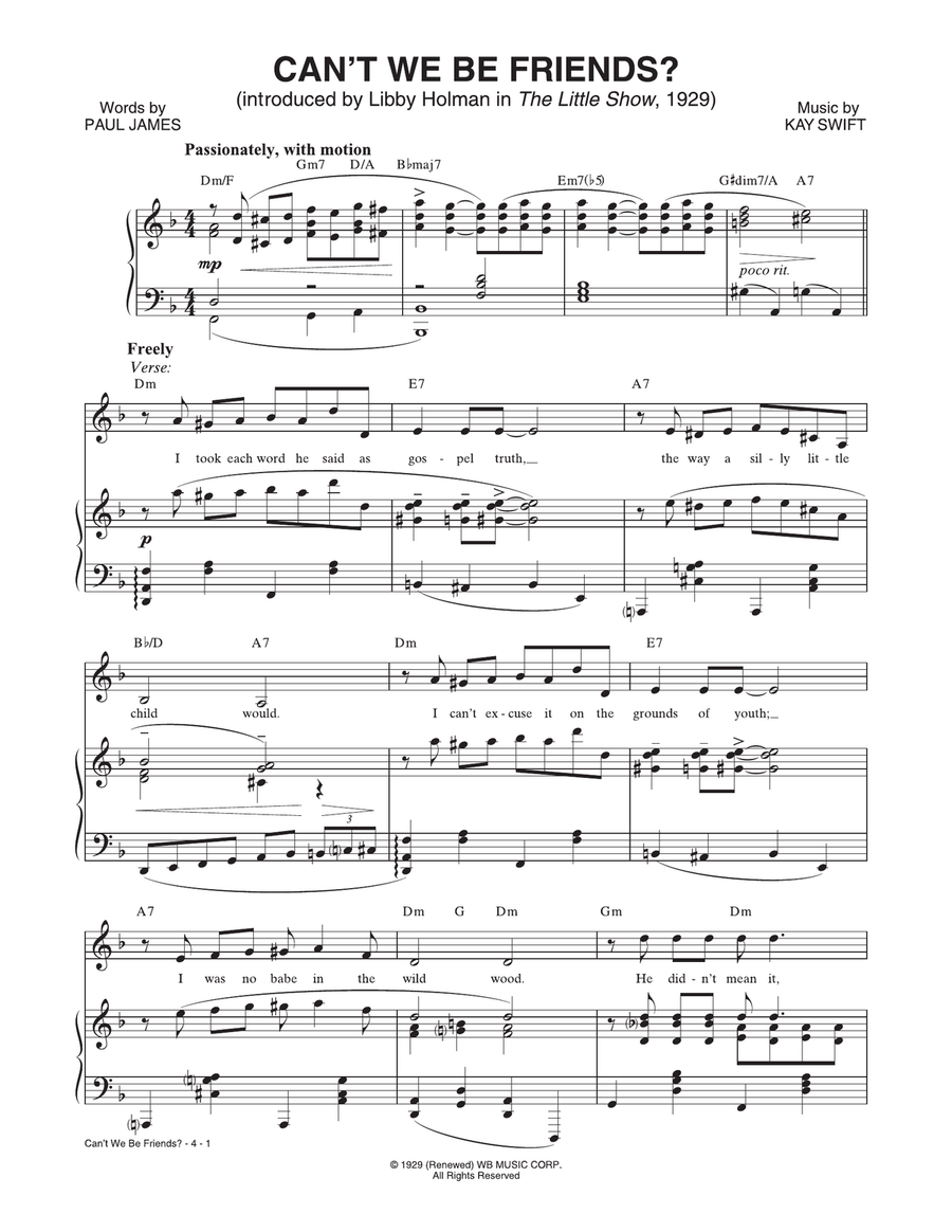 Can't We Be Friends (from The Little Show) Piano, Vocal scores gallery preview page 1