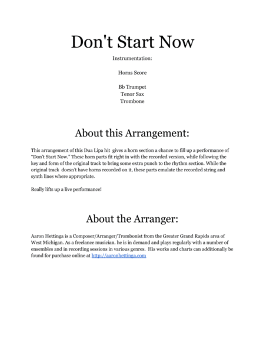 Don't Start Now Small Ensemble scores gallery preview page 2