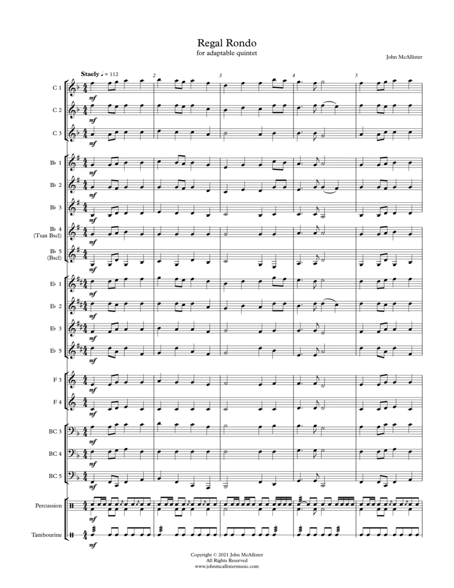 Regal Rondo - for adaptable quintet Concert Band scores gallery preview page 1