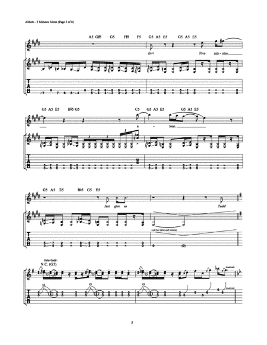 5 Minutes Alone Electric Guitar scores gallery preview page 5
