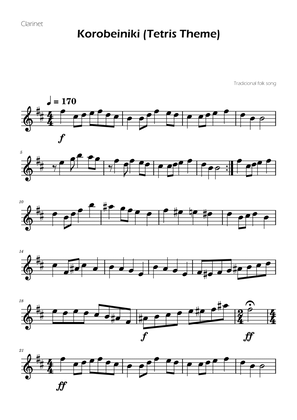Tetris Theme for Clarinet